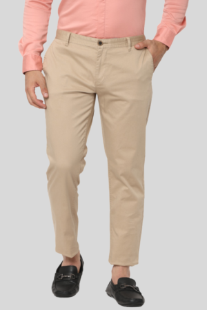Men's Beige Slim Fit Casual Chino Trouser