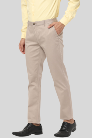 Men's Beige Slim Fit Casual Chino Trouser